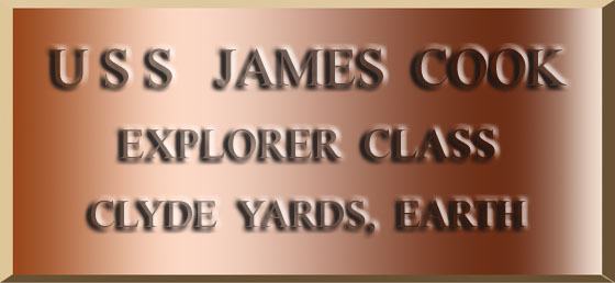 The commissioning dedication plaque of the Daedalus-class galactic survey cruiser USS James Cook NCC-177